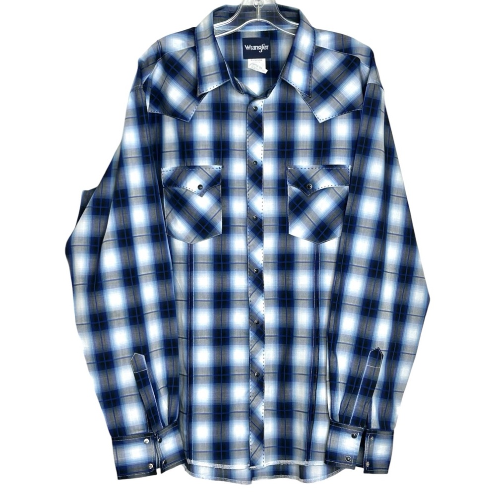 Wrangler Plaid Snap Button Up 2 Front Pockets Long Sleeve XXL Shirt